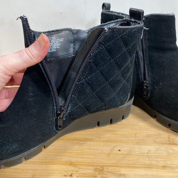 Sole sensibility flex sole black suede & leather quilted ankle boots winter warm - Picture 7 of 11